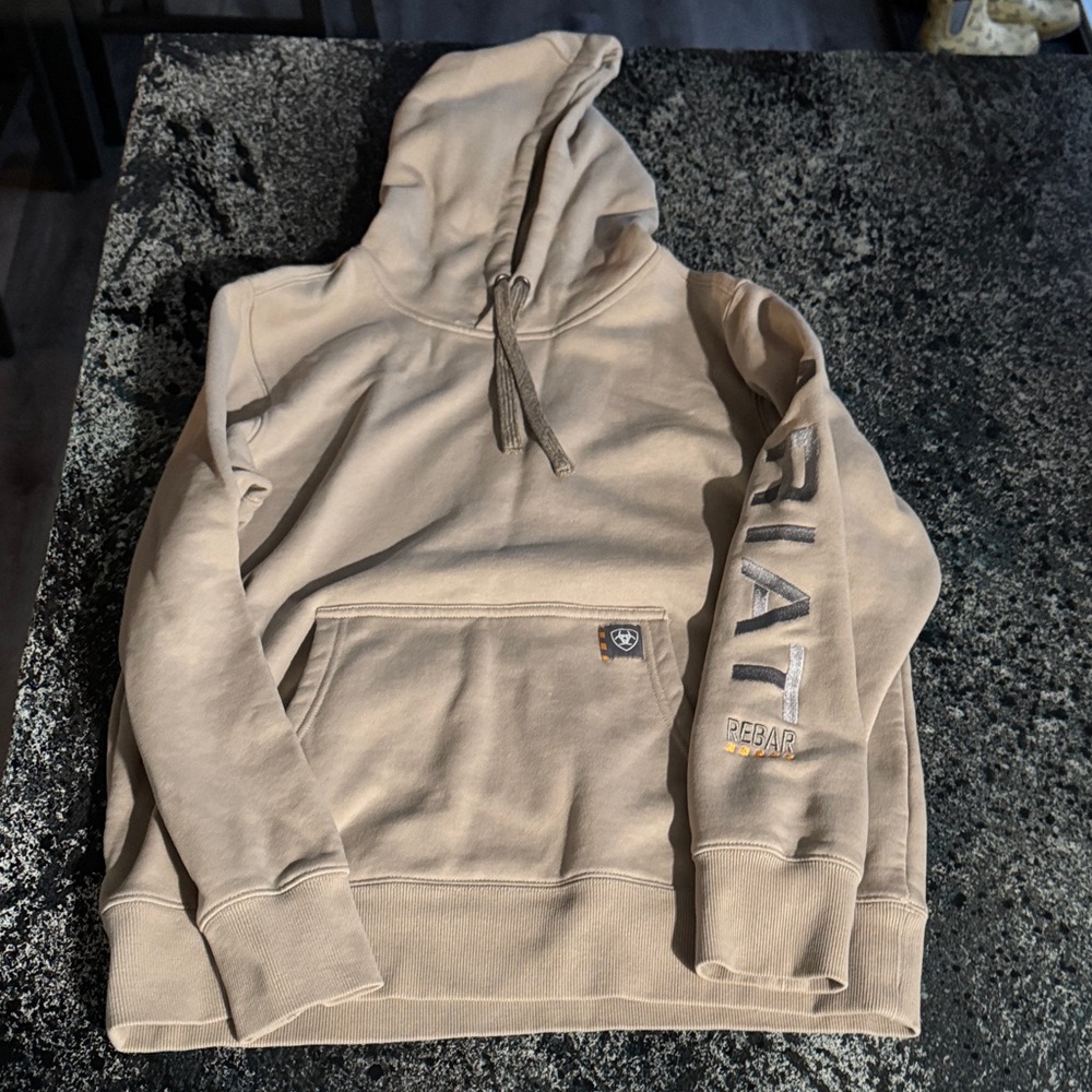 Ariat Beige Hoodie with Sleeve Logo